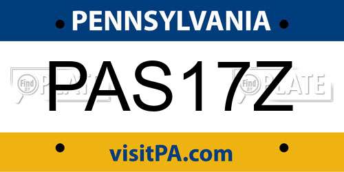 PAS17Z Pennsylvania License Plate