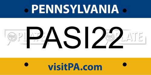 PASI22 Pennsylvania License Plate