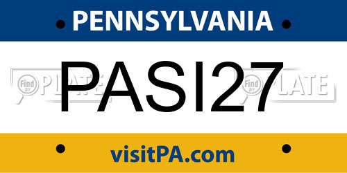 PASI27 Pennsylvania License Plate