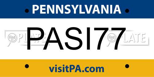PASI77 Pennsylvania License Plate