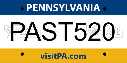 PAST520 Pennsylvania License Plate