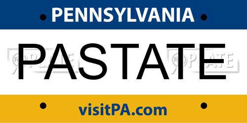PASTATE Pennsylvania License Plate