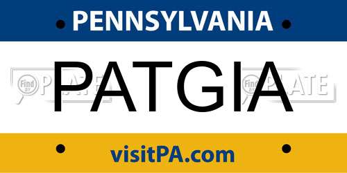 PATGIA Pennsylvania License Plate