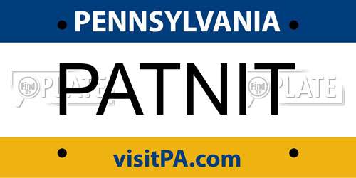 PATNIT Pennsylvania License Plate