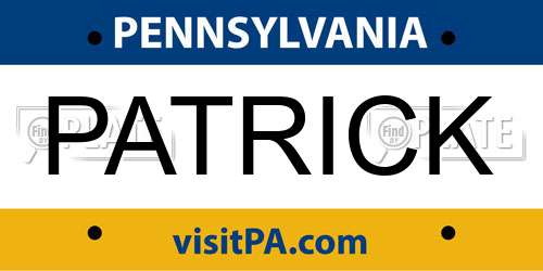 PATRICK Pennsylvania License Plate
