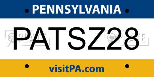 PATSZ28 Pennsylvania License Plate