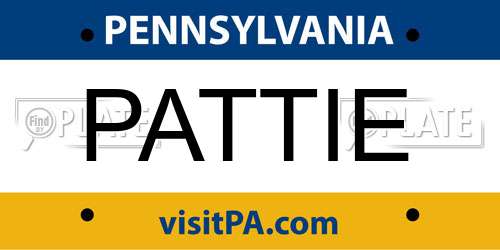 PATTIE Pennsylvania License Plate