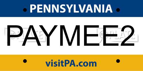 PAYMEE2 Pennsylvania License Plate