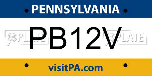 PB12V Pennsylvania License Plate