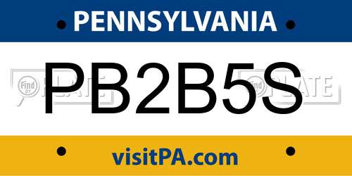 PB2B5S Pennsylvania License Plate