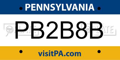PB2B8B Pennsylvania License Plate