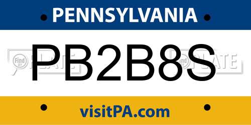 PB2B8S Pennsylvania License Plate