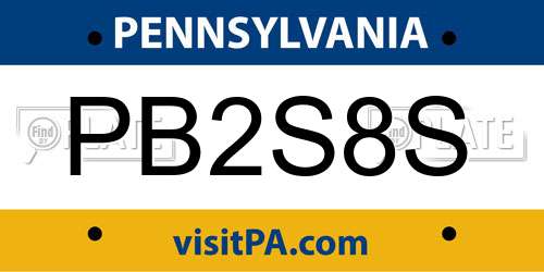 PB2S8S Pennsylvania License Plate