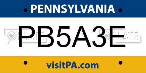 PB5A3E Pennsylvania License Plate