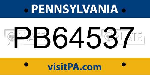 PB64537 Pennsylvania License Plate