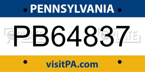 PB64837 Pennsylvania License Plate