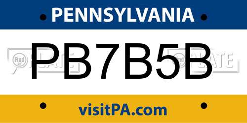 PB7B5B Pennsylvania License Plate