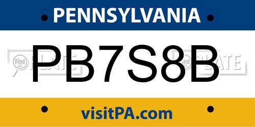PB7S8B Pennsylvania License Plate