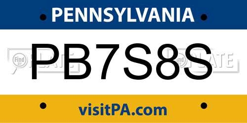 PB7S8S Pennsylvania License Plate