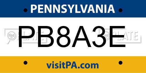 PB8A3E Pennsylvania License Plate
