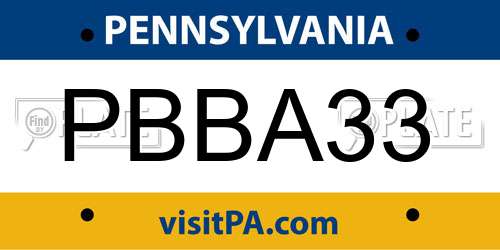 PBBA33 Pennsylvania License Plate