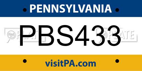PBS433 Pennsylvania License Plate