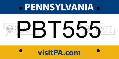 PBT555 Pennsylvania License Plate