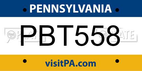 PBT558 Pennsylvania License Plate