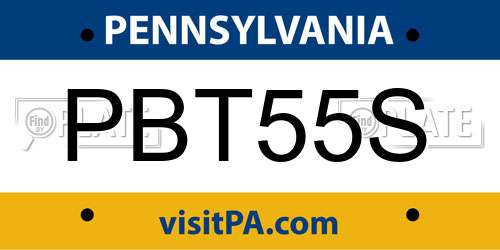 PBT55S Pennsylvania License Plate