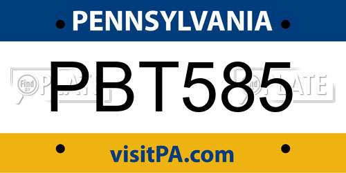 PBT585 Pennsylvania License Plate