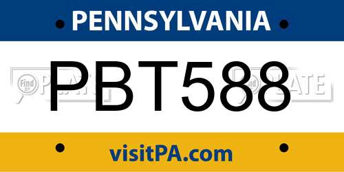 PBT588 Pennsylvania License Plate