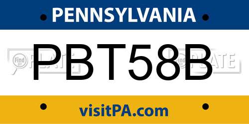 PBT58B Pennsylvania License Plate