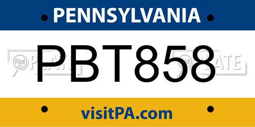 PBT858 Pennsylvania License Plate