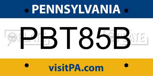 PBT85B Pennsylvania License Plate