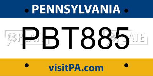 PBT885 Pennsylvania License Plate