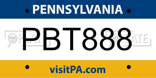 PBT888 Pennsylvania License Plate