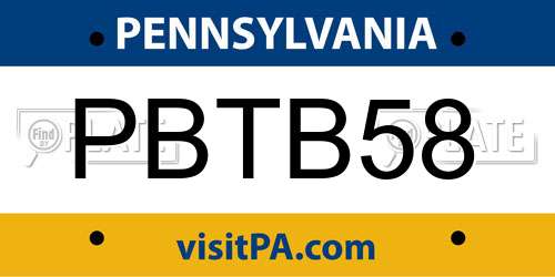 PBTB58 Pennsylvania License Plate