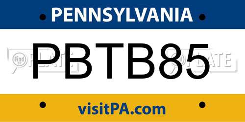 PBTB85 Pennsylvania License Plate