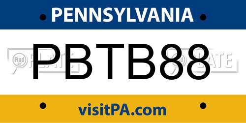 PBTB88 Pennsylvania License Plate