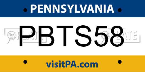 PBTS58 Pennsylvania License Plate