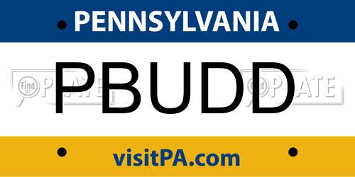 PBUDD Pennsylvania License Plate