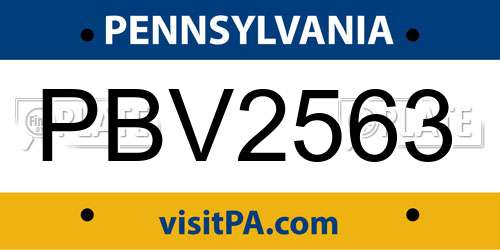 PBV2563 Pennsylvania License Plate