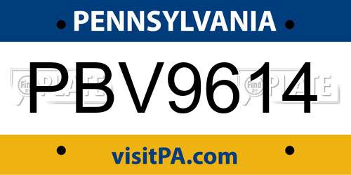 PBV9614 Pennsylvania License Plate