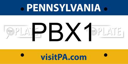 PBX1 Pennsylvania License Plate