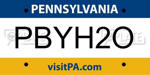 PBYH2O Pennsylvania License Plate