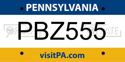 PBZ555 Pennsylvania License Plate