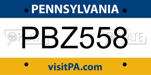 PBZ558 Pennsylvania License Plate