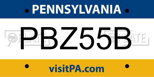 PBZ55B Pennsylvania License Plate
