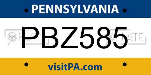 PBZ585 Pennsylvania License Plate