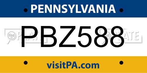 PBZ588 Pennsylvania License Plate